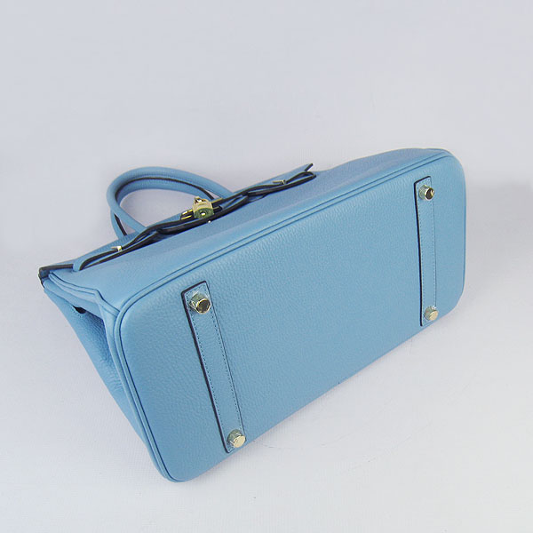 High Quality Fake Hermes Birkin 35CM Togo Leather Bag Blue 6089 - Click Image to Close